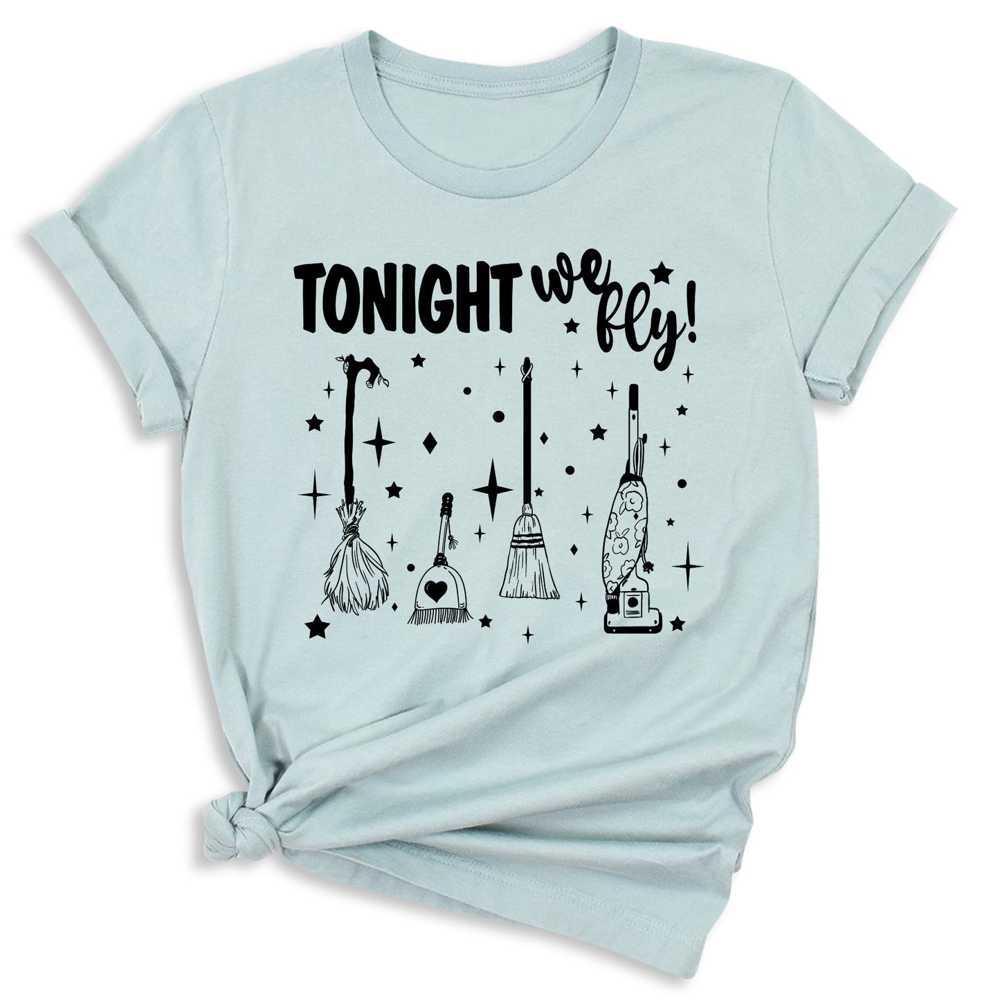Tonight We Fly Witch Shirt – Funny Halloween Tee for Women Men, Spooky Season Top, Witch Humor Shirt, Fall Party Outfit, Witch Lover Gift