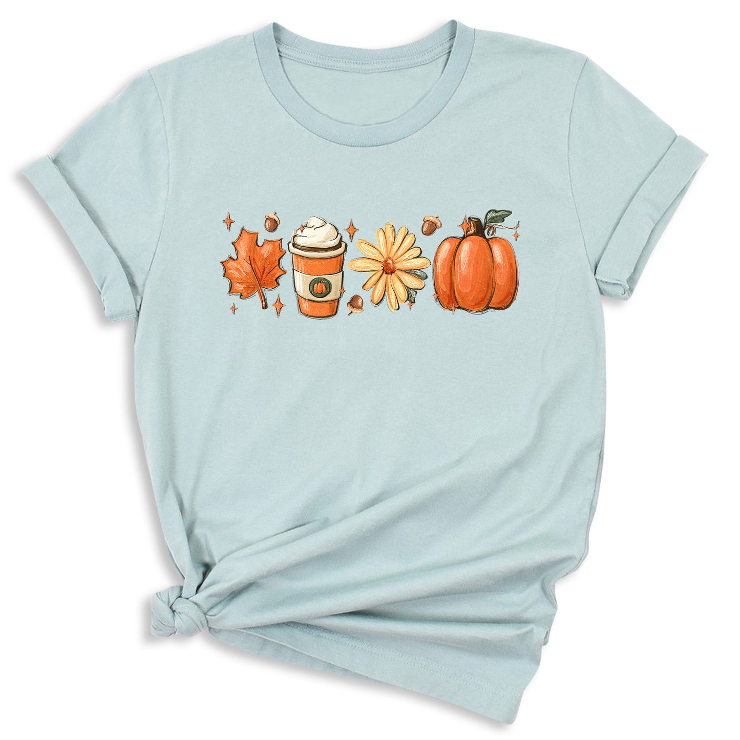 Thanksgiving Shirt with Leaves & Pumpkin – Retro Fall Coffee Lovers Tee
