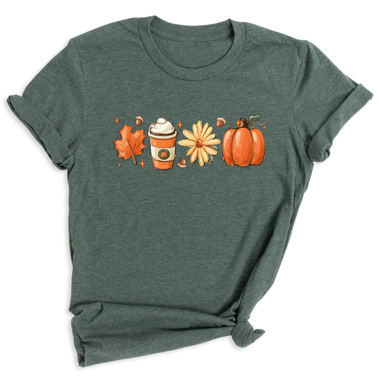 Thanksgiving Shirt with Leaves & Pumpkin – Retro Fall Coffee Lovers Tee