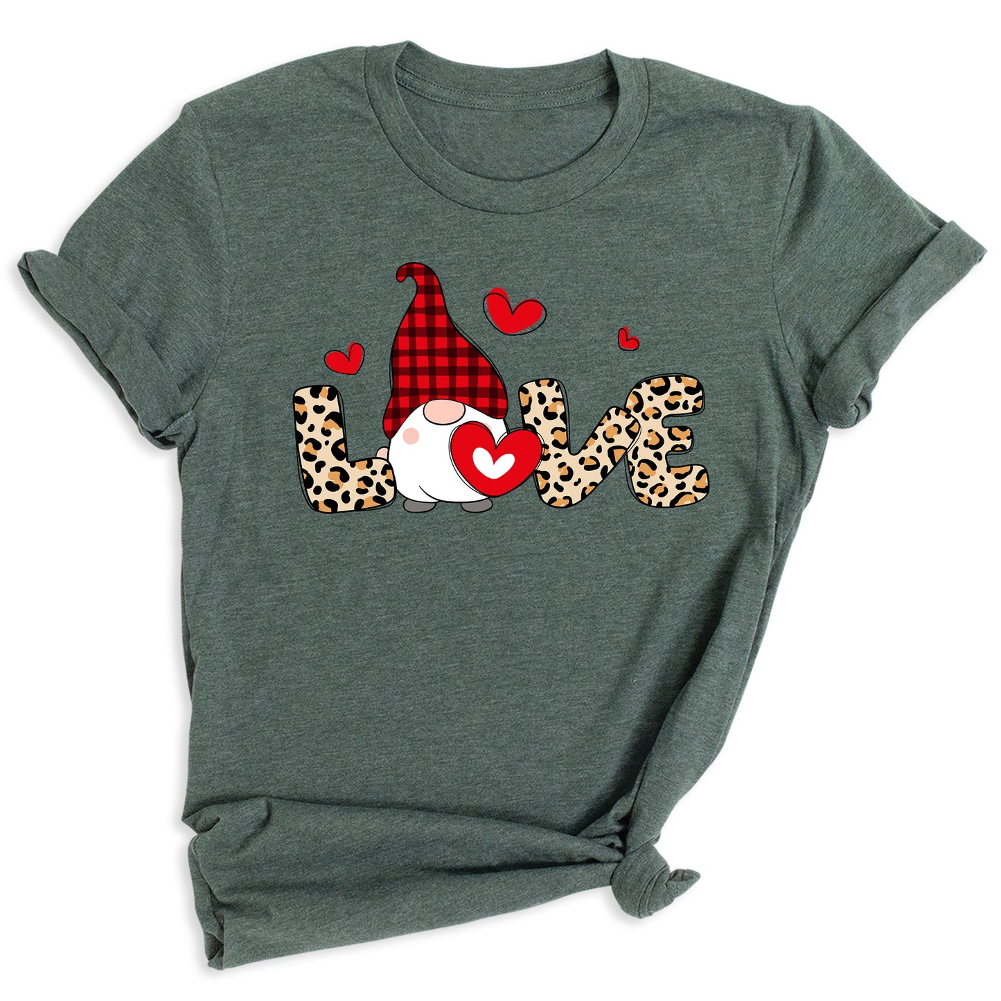 Love Buffalo Plaid Gnome Valentine Shirt Cute Red Heart Tee