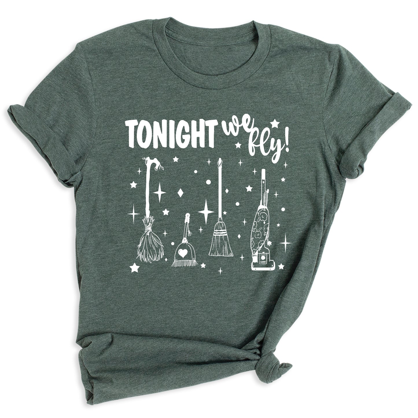 Tonight We Fly Witch Shirt – Funny Halloween Tee for Women Men, Spooky Season Top, Witch Humor Shirt, Fall Party Outfit, Witch Lover Gift