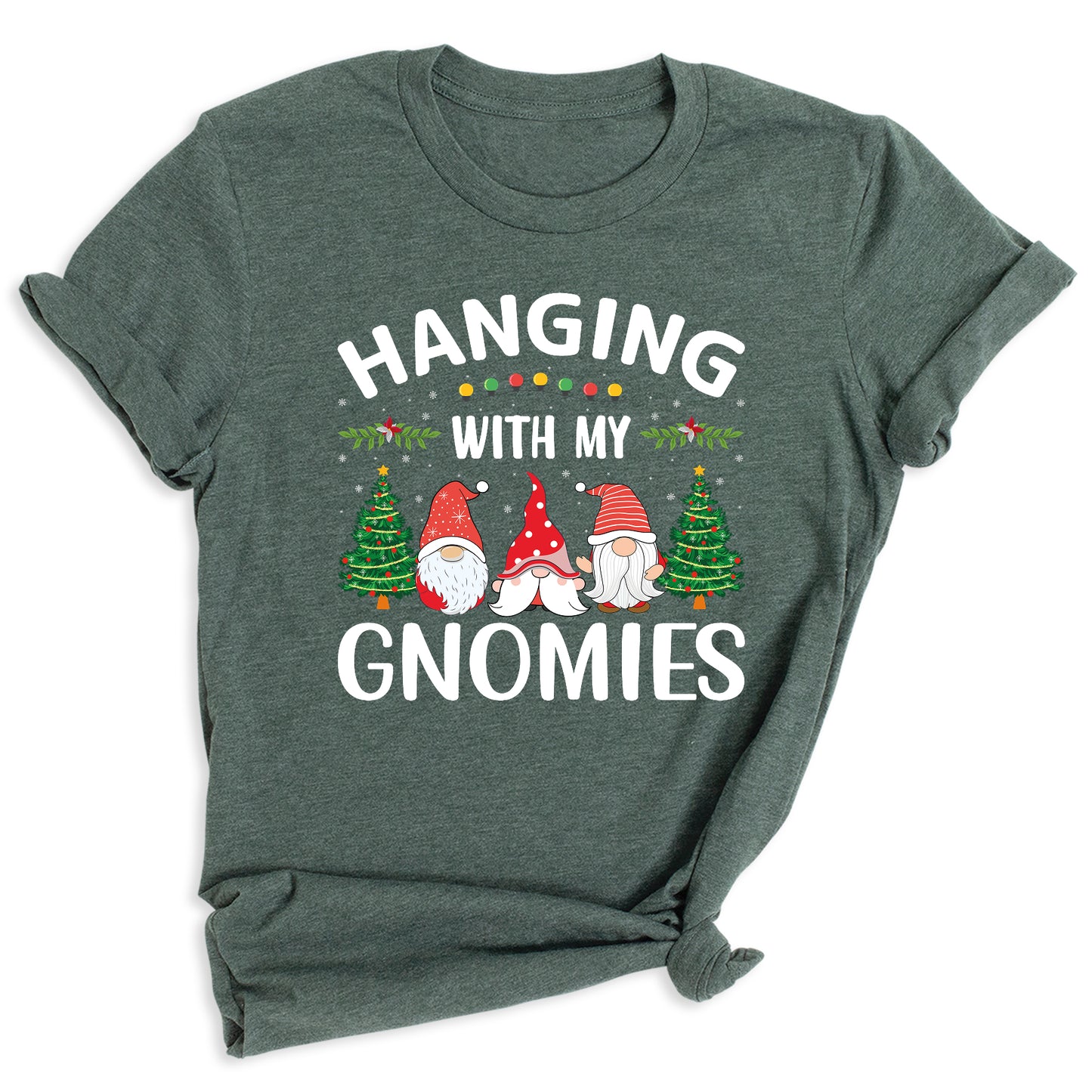 Hanging With My Gnomies Christmas Shirt – Cute Gnome Holiday Tee, Family Matching Xmas T-Shirt, Santa Gnome Party Shirt