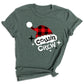 Cousin Crew Christmas Shirts Matching Kids Plaid Santa Hat Tees – Family Holiday Photo Outfit