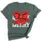Merry Christmas Bow Shirt – Cute Coquette Holiday Tee for Women & Girls, Festive Family Xmas Top