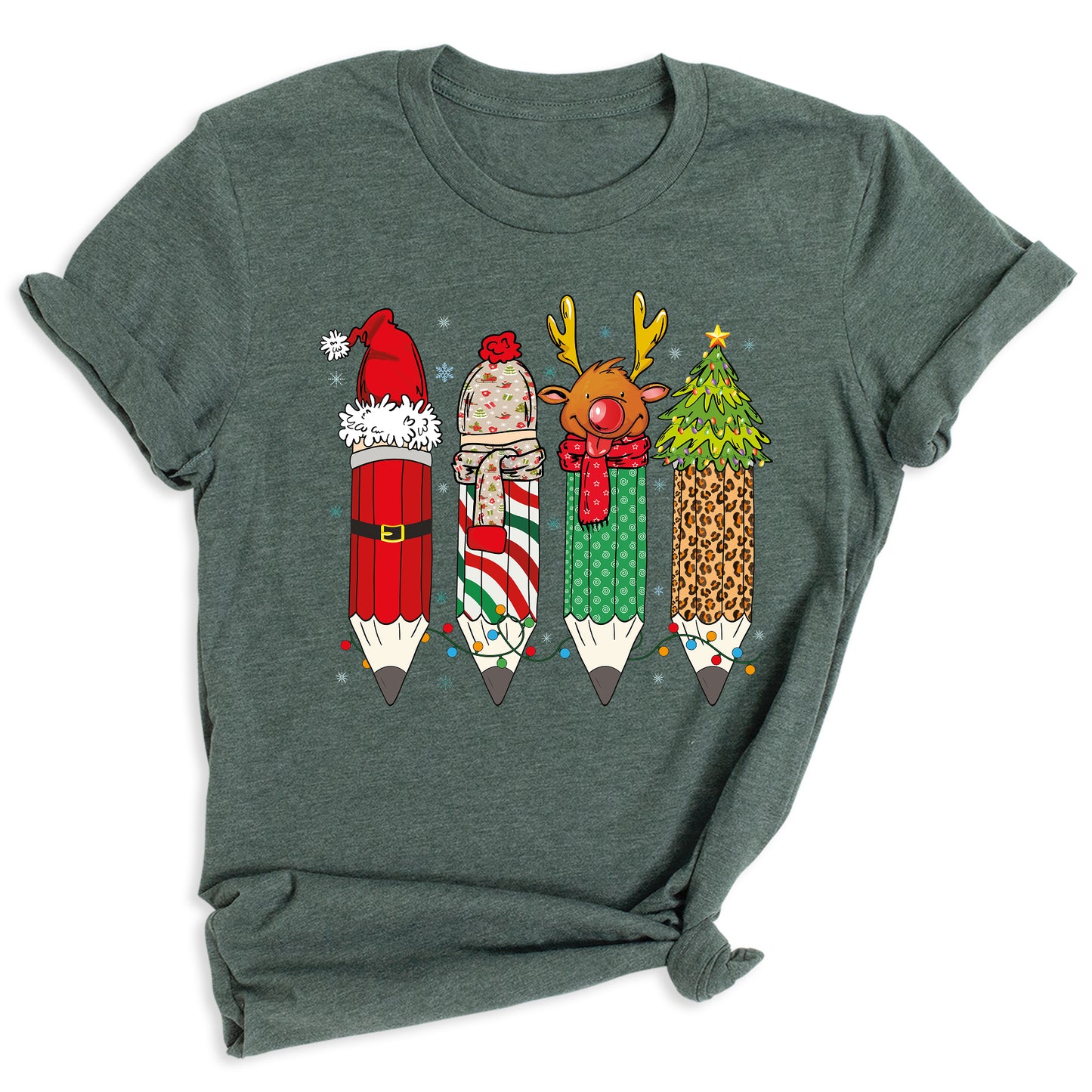Christmas Teacher Shirt – Teacher Pencil Tee, Santa Holiday Shirt, School Xmas Teacher Life Top for Women