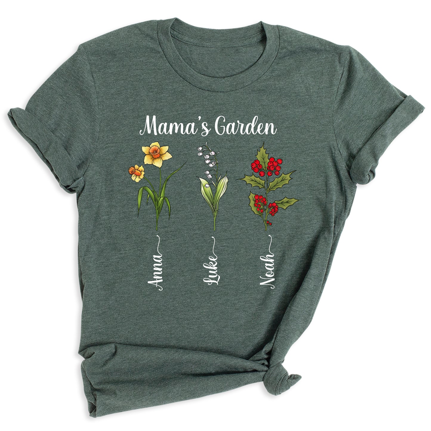 Personalized Birth Month Flower Mom Shirt – Custom Mama’s Garden Tee with Kids Names