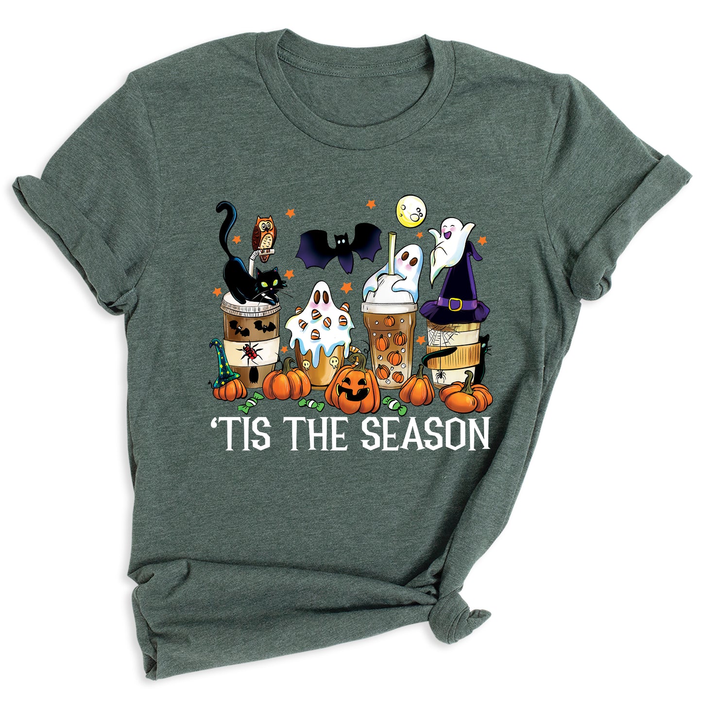 Tis The Season Halloween Coffee Shirt – Funny Fall Shirt for Women, Cute Pumpkin Coffee Tee, Autumn Halloween Gift