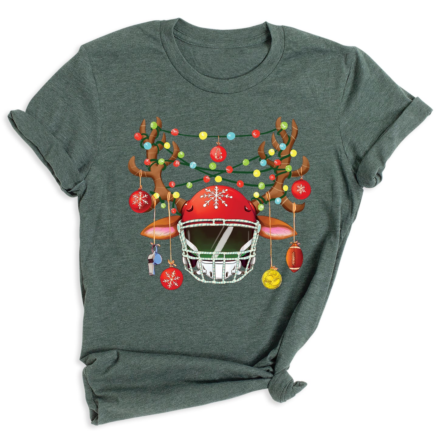 Football Christmas Shirt – Sports Xmas Lights Tee for Game Day