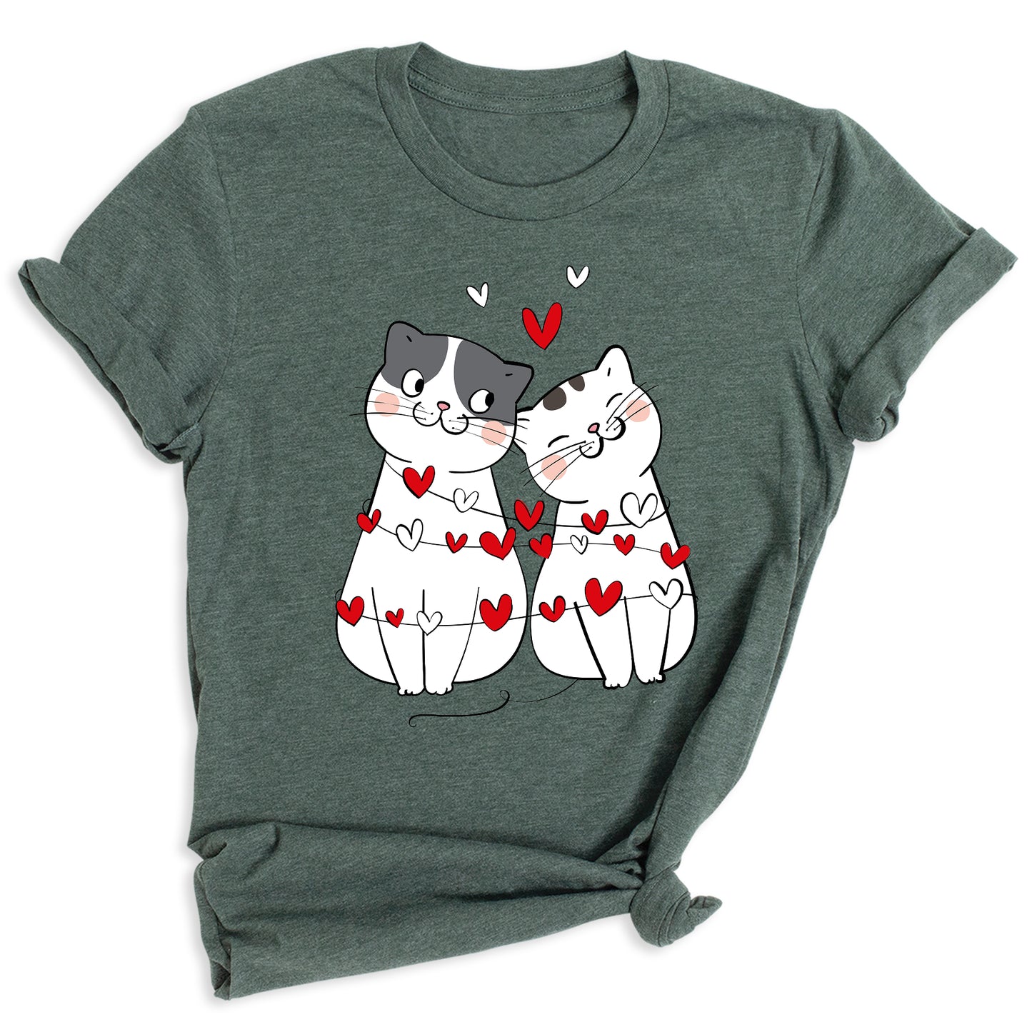 Valentine’s Day Cat Shirt for Couples – Cute Cats with Hearts Tee