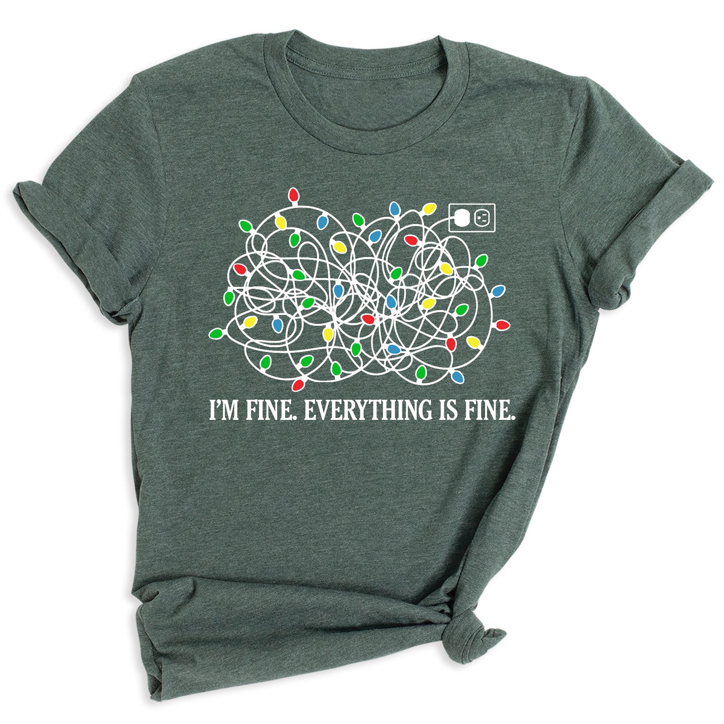 I’m Fine Everything is Fine Christmas Shirt – Tangled Lights Funny Holiday Tee