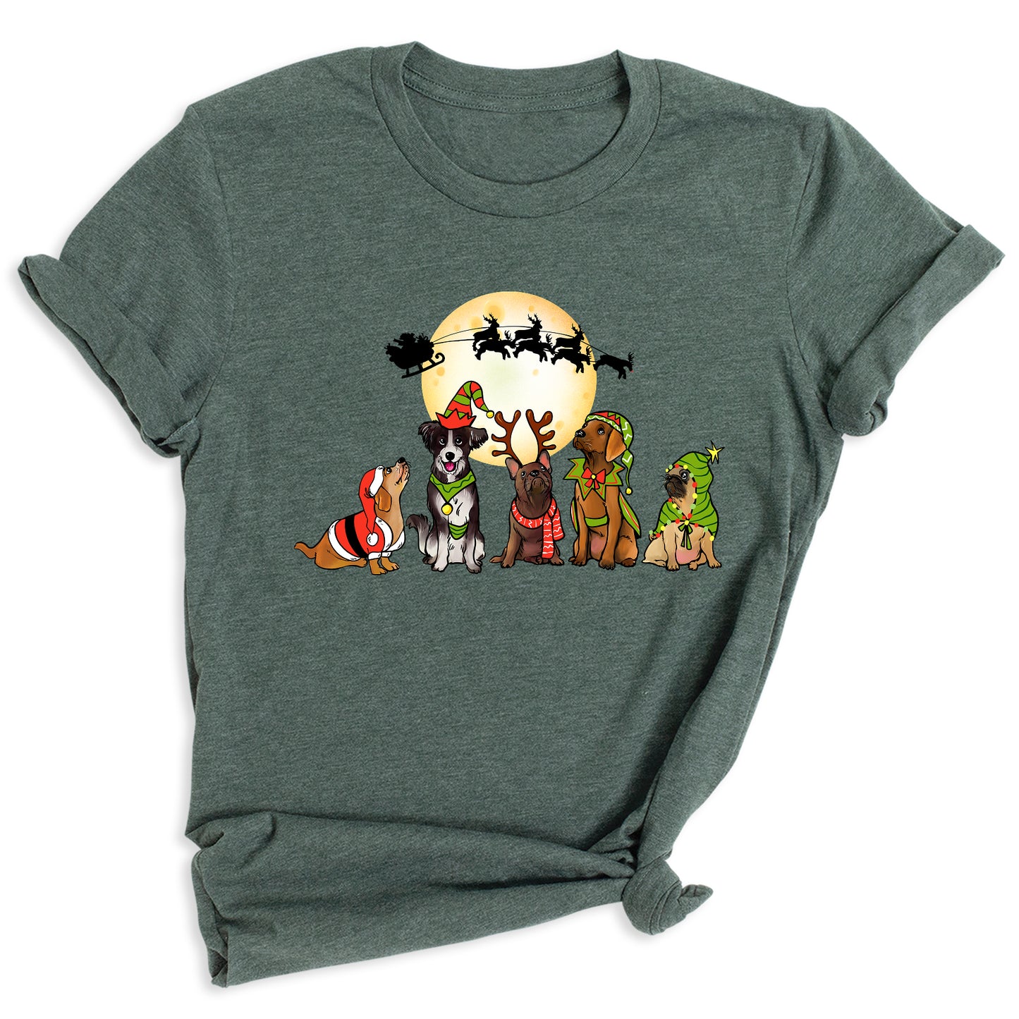 Christmas Dog Shirt – Santa Reindeer Dog Lover Holiday Tee