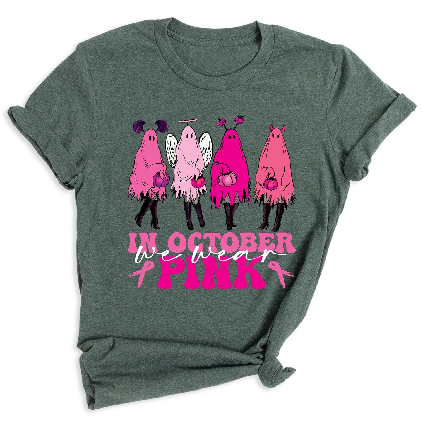Breast Cancer Halloween Shirt – Pink Ghost Tee | Breast Cancer Awareness October Shirt