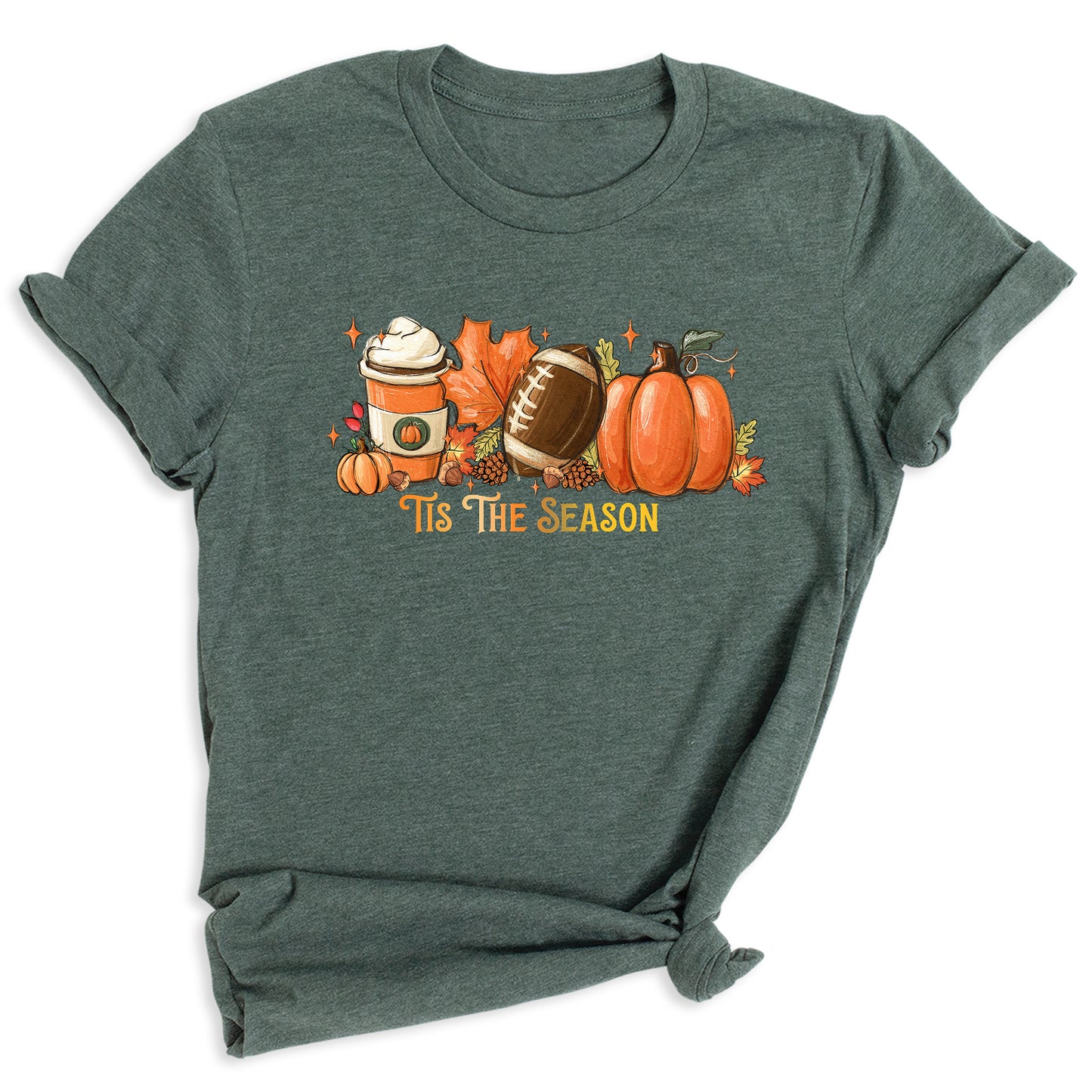Tis The Season Fall Football Shirt – Pumpkin Coffee Autumn Vibes Tee