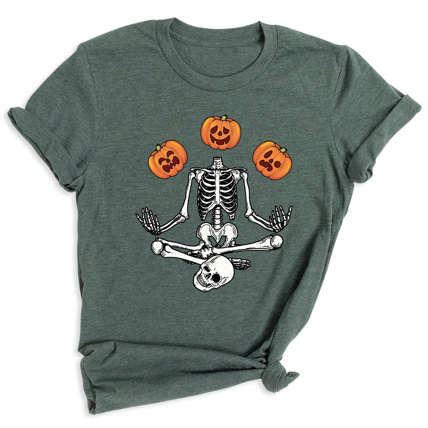 Funny Skeleton Yoga Halloween Shirt – Spooky Season Pumpkin Tee
