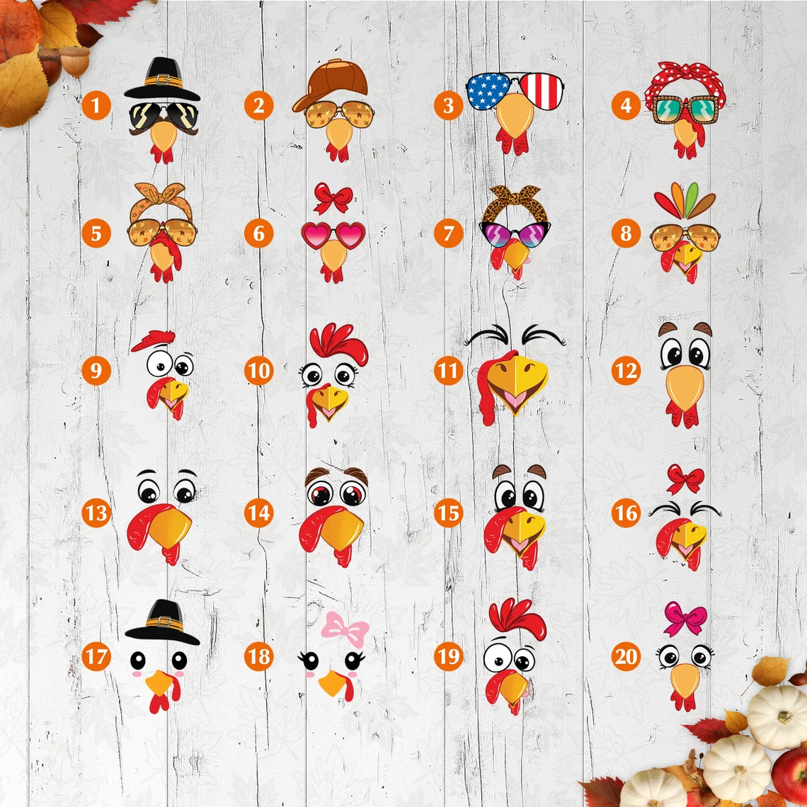 Funny Thanksgiving Family Matching Shirts – Turkey Face T-Shirt Set for Holiday Dinner
