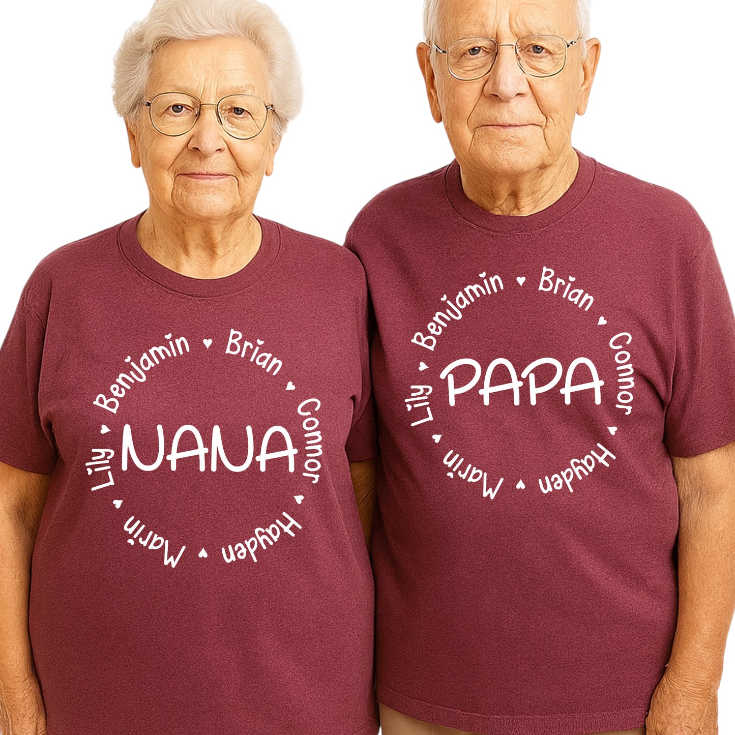 Personalized Nana Papa Shirt with Kids Names Custom Mama & Dada Gift