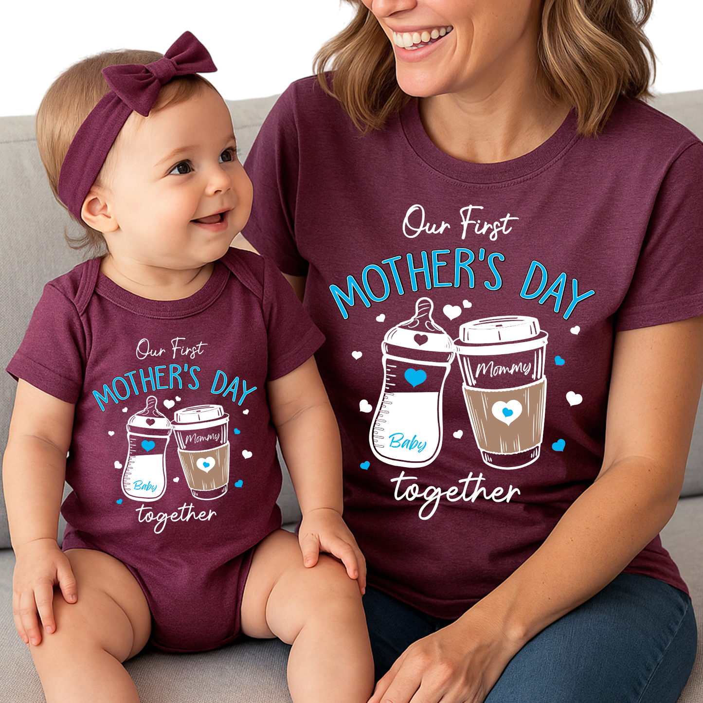 Custom Our First Mother’s Day Mommy and Me Matching Shirts - Boys