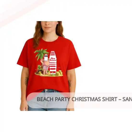 Beach Party Christmas Shirt &ndash; Santa Surfing Holiday Tee by@Outfy