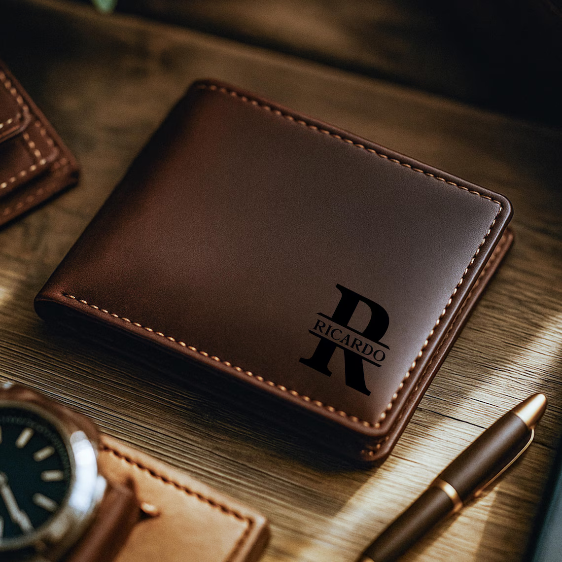 Personalized RFID Leather Wallet for Men – Engraved Gift