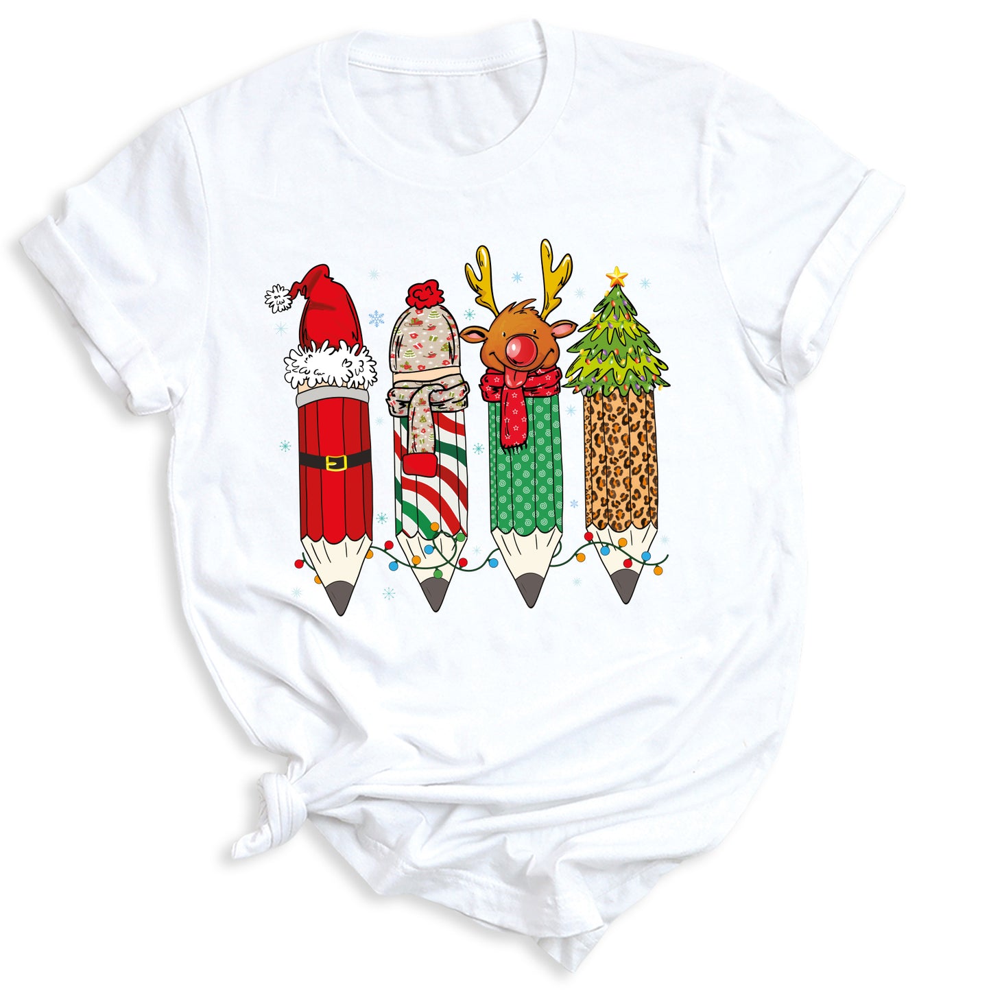 Christmas Teacher Shirt – Teacher Pencil Tee, Santa Holiday Shirt, School Xmas Teacher Life Top for Women