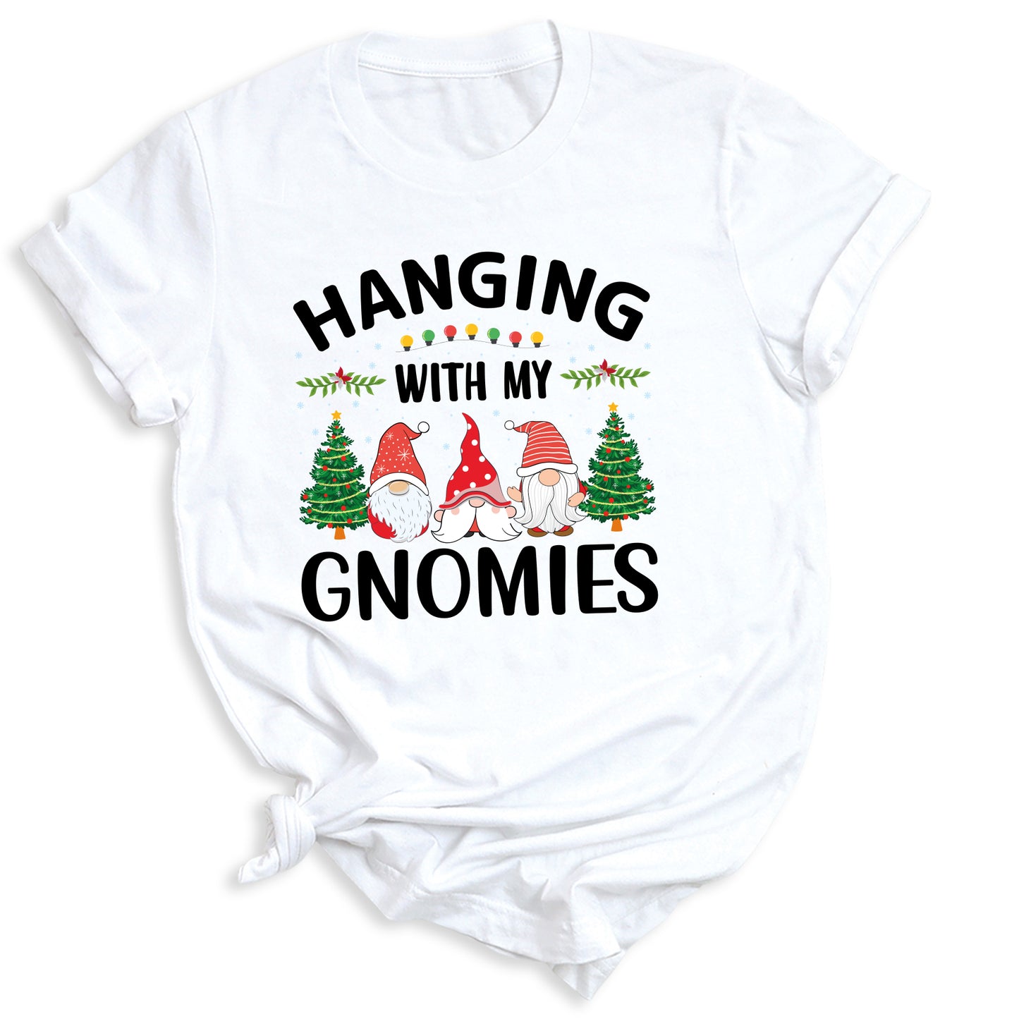 Hanging With My Gnomies Christmas Shirt – Cute Gnome Holiday Tee, Family Matching Xmas T-Shirt, Santa Gnome Party Shirt