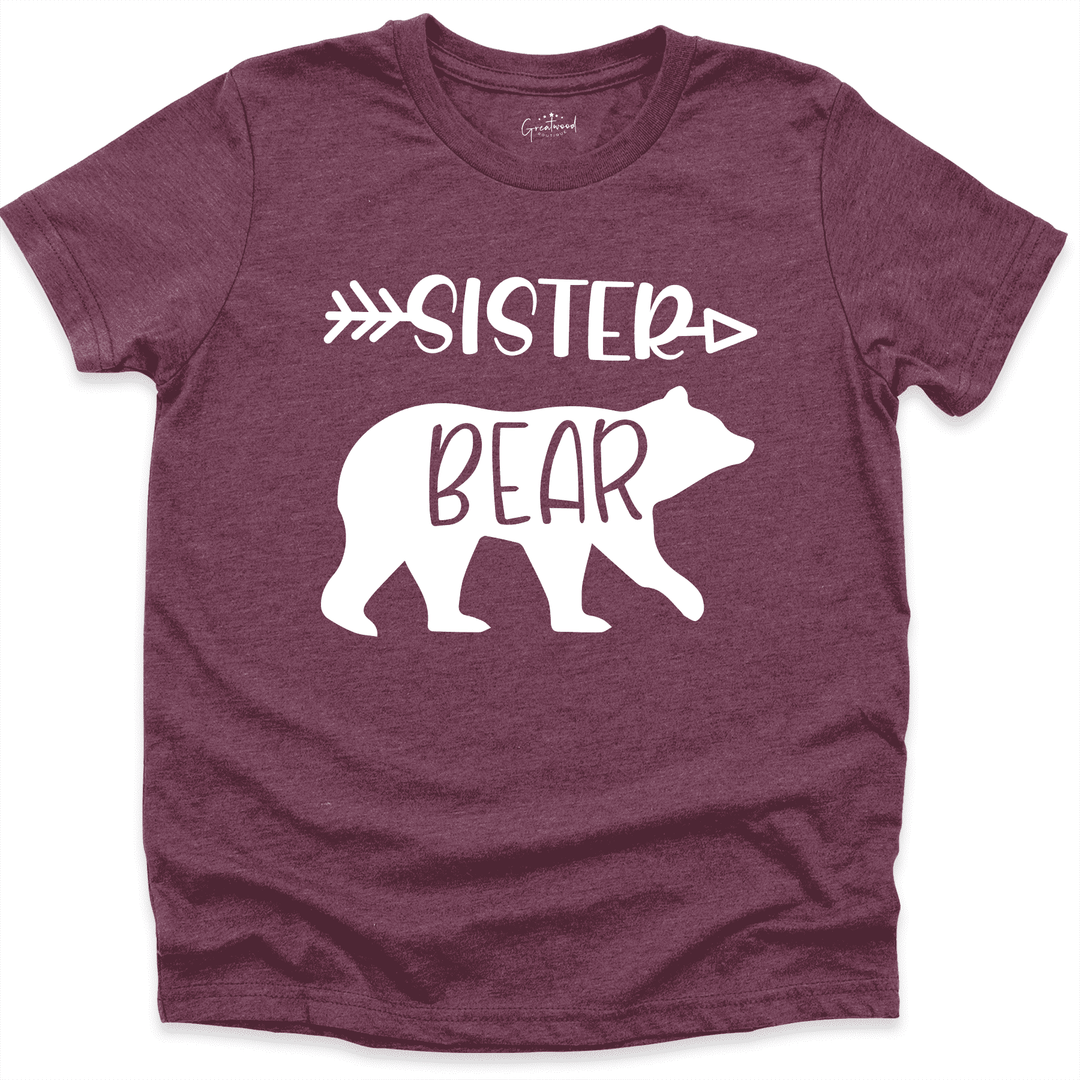 Family Bear Matching Youth Shirt Maroon - Greatwood Boutique