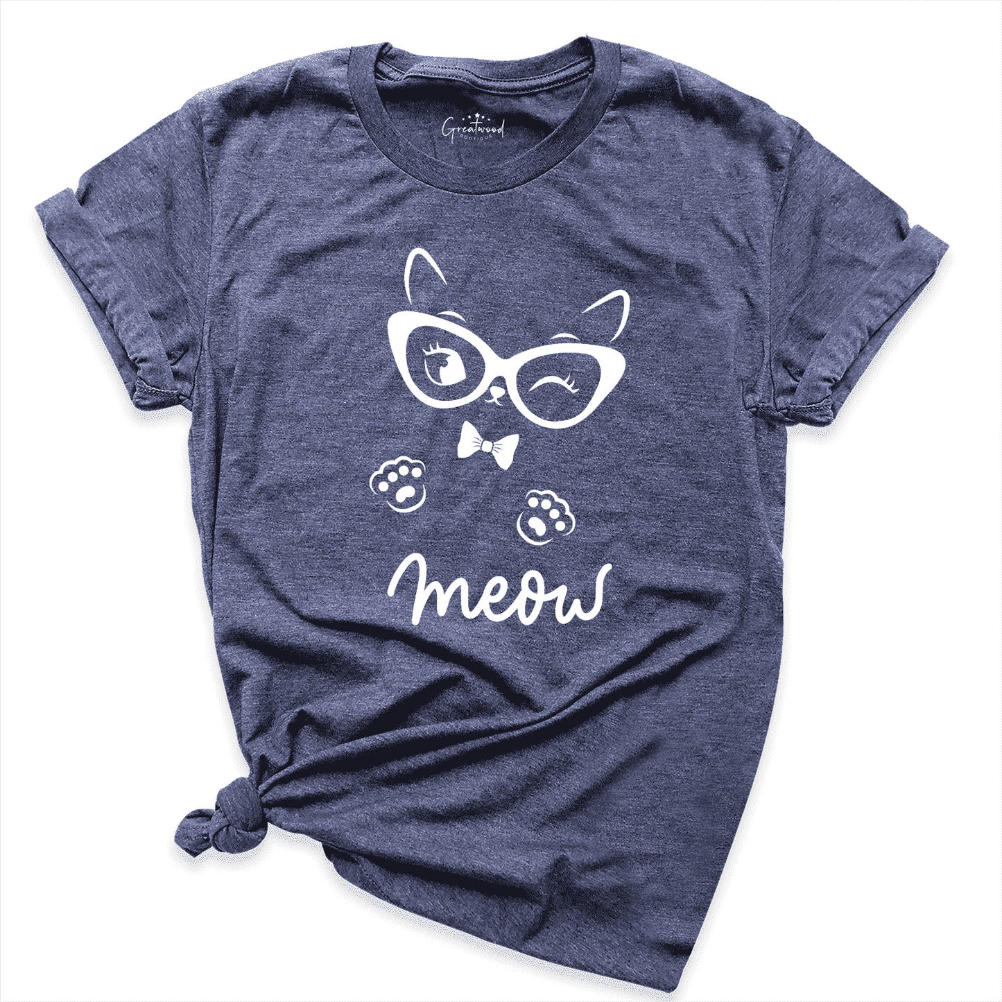 Meow Cat Shirt Navy - Greatwood Boutique