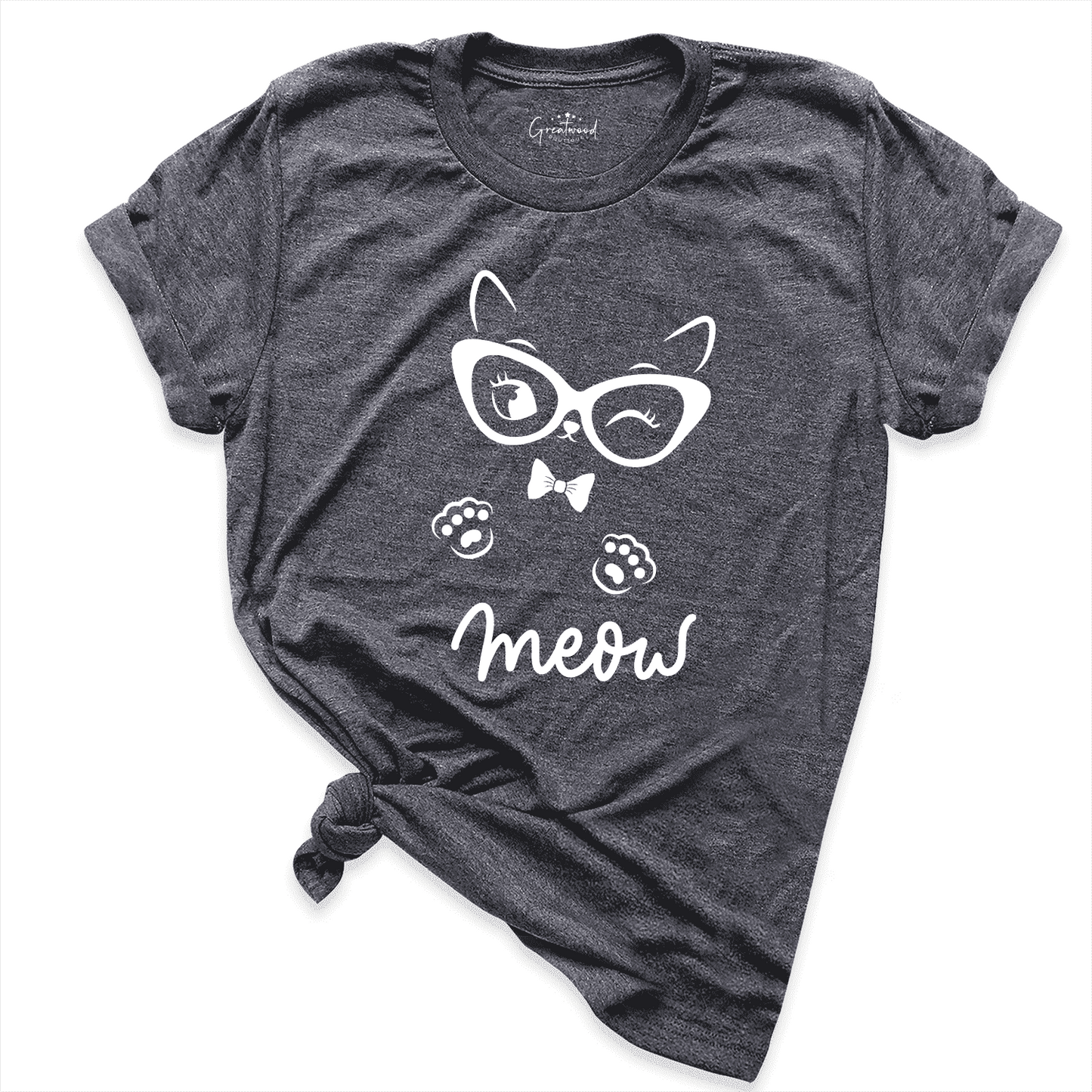 Meow Cat Shirt D.Grey - Greatwood Boutique