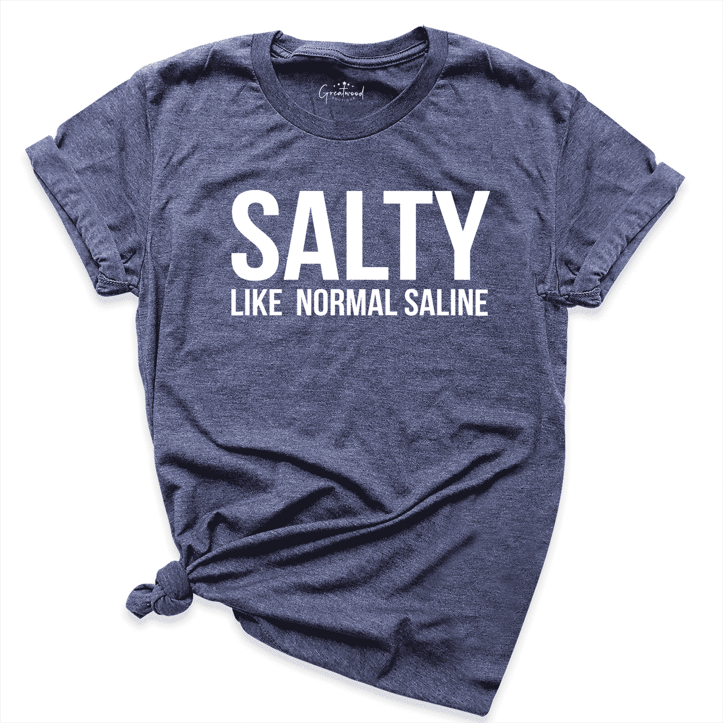 Salty Like Normal Saline Shirt Navy - Greatwood Boutique.