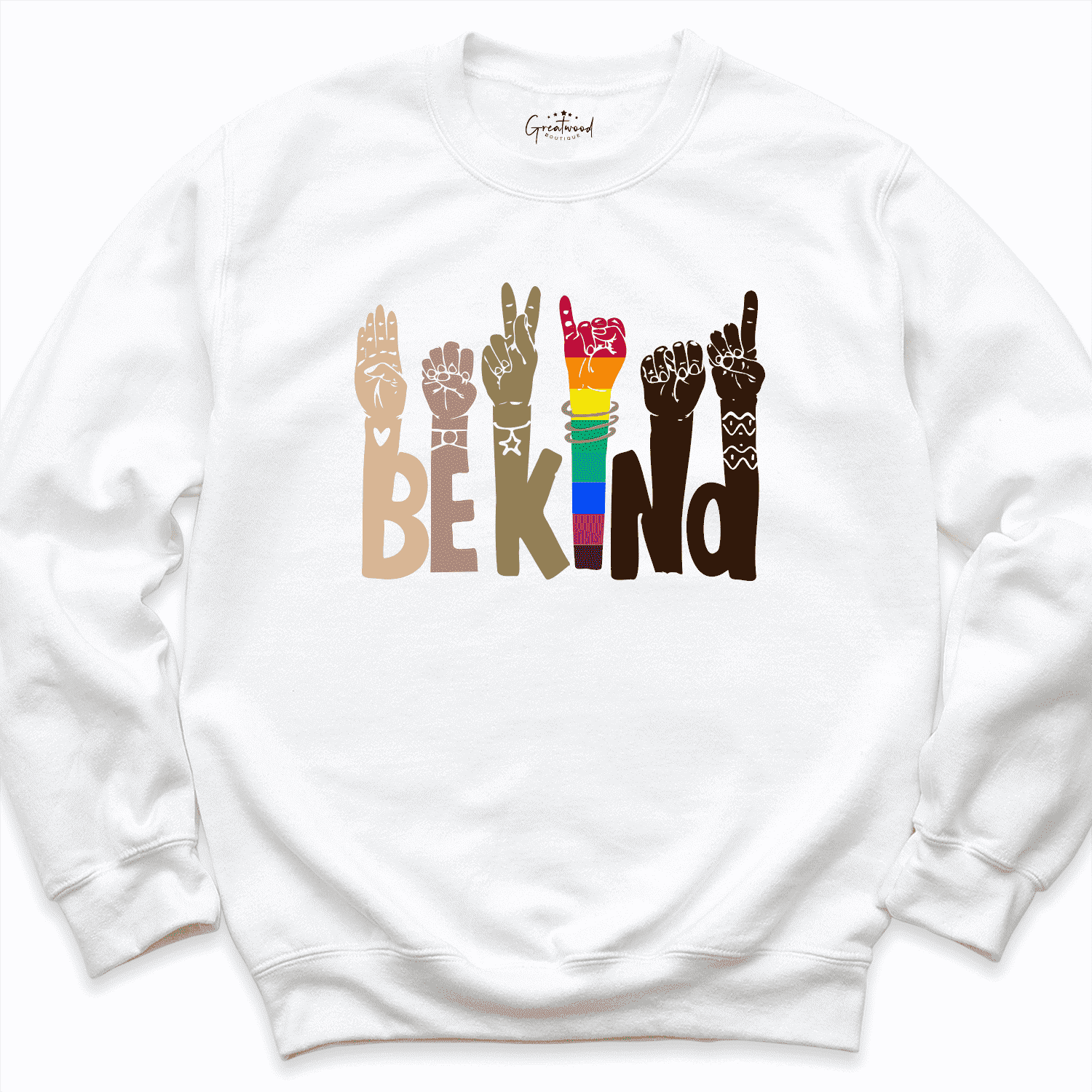 Kind Sign Language Sweatshirt White - Greatwood Boutique