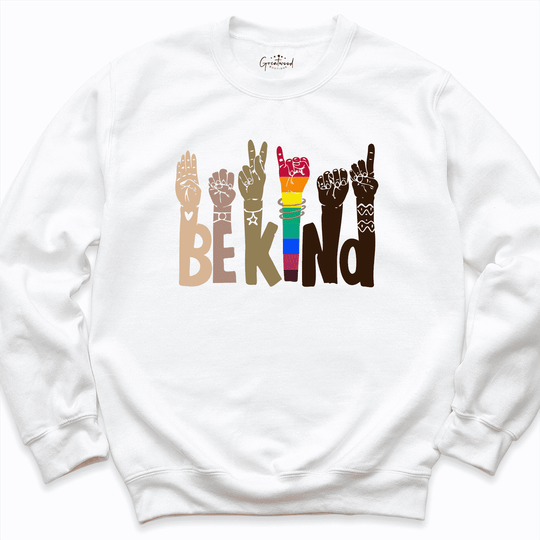 Kind Sign Language Sweatshirt White - Greatwood Boutique