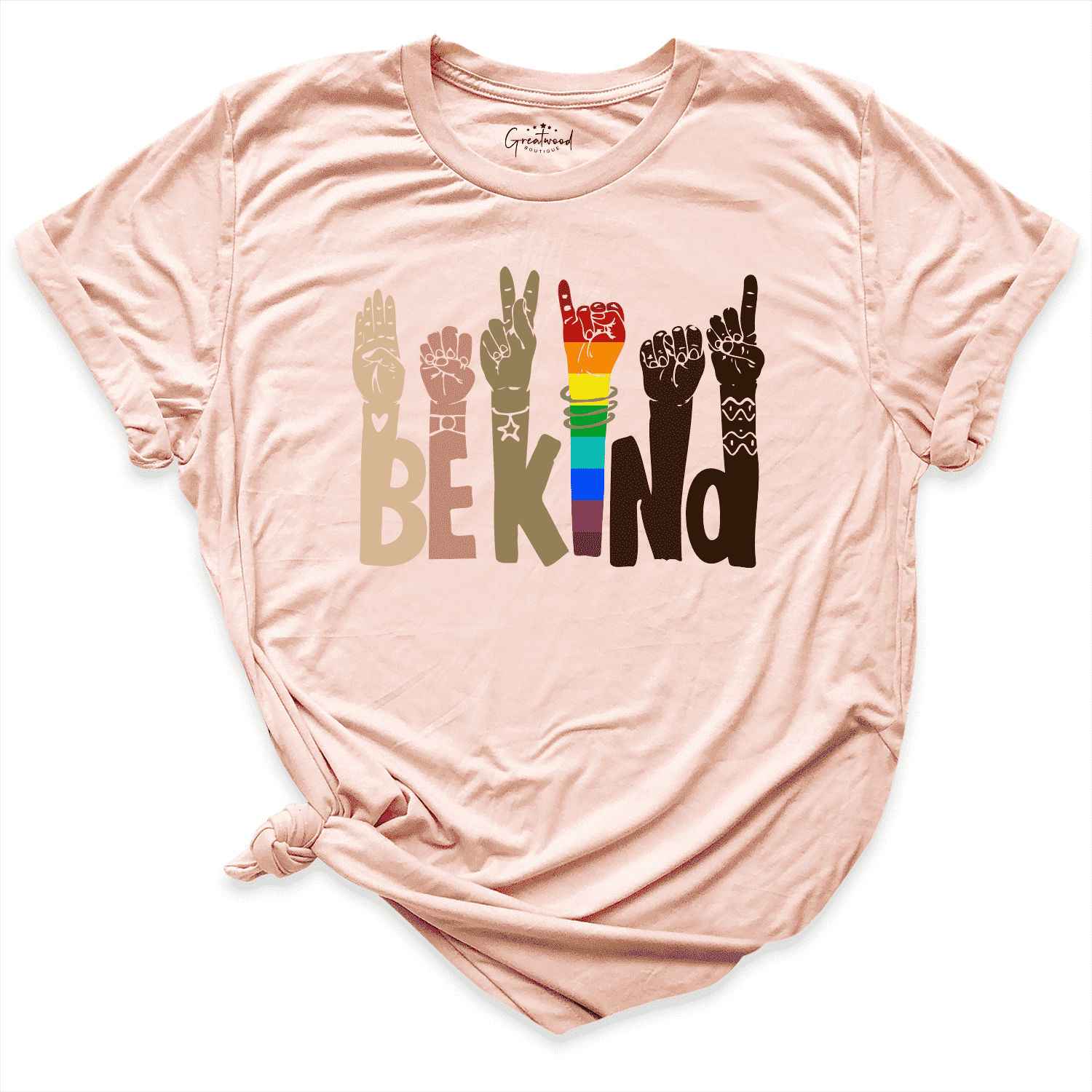 Kind Sign Language Shirt Peach - Greatwood Boutique