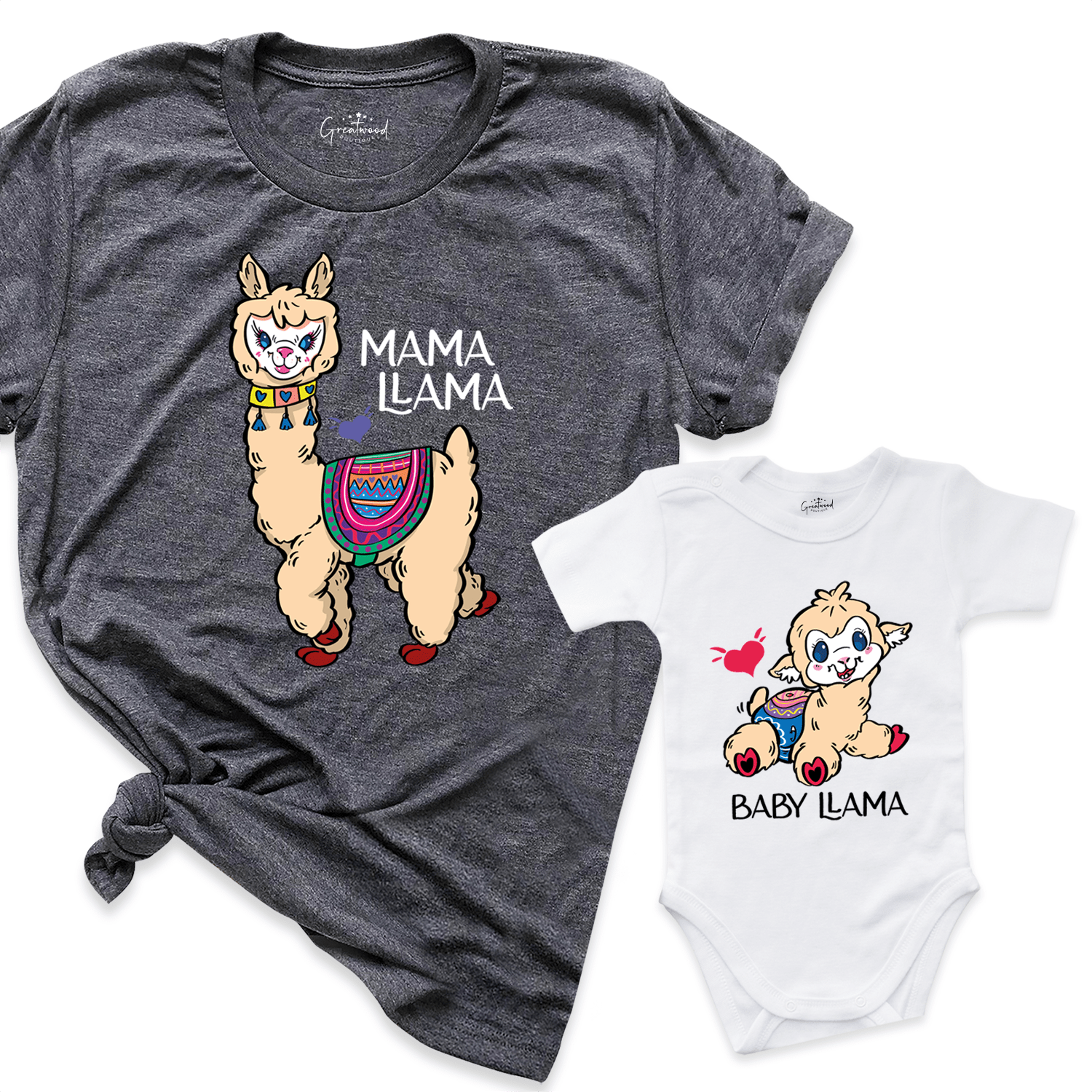 Mama & Baby Lama Shirt D.Grey - Greatwood Boutique