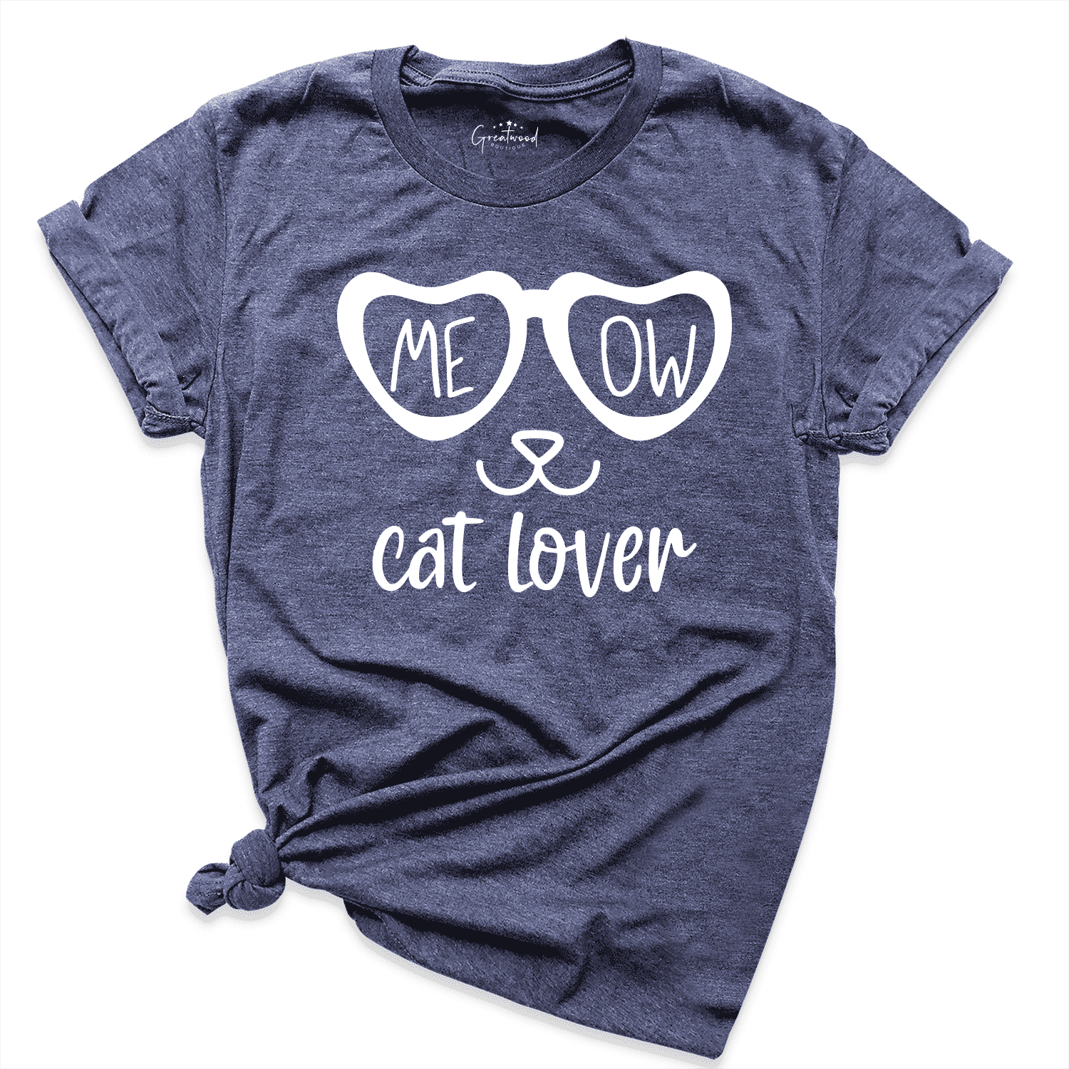 Meow Cat Lover Shirt Navy - Greatwood Boutique