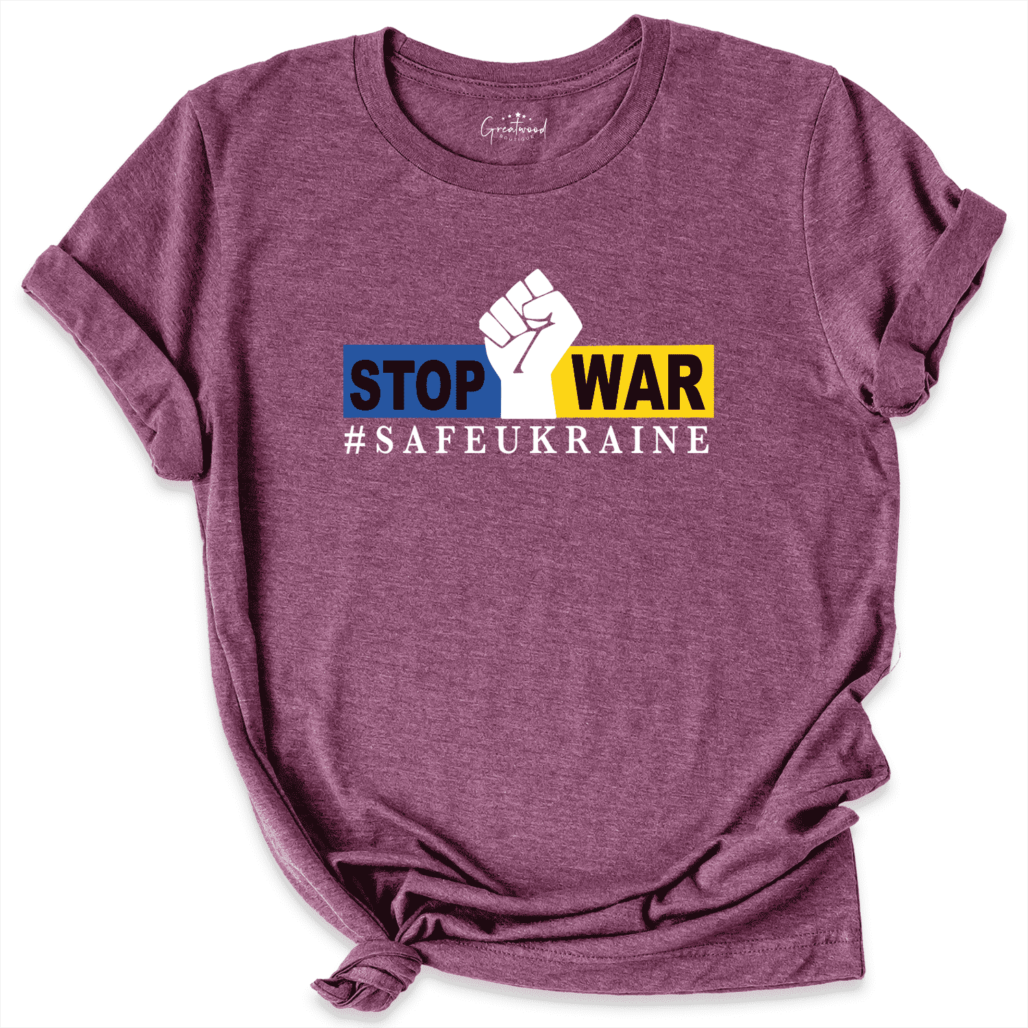 Stop War Ukraine Shirt Maroon - Greatwood Boutique
