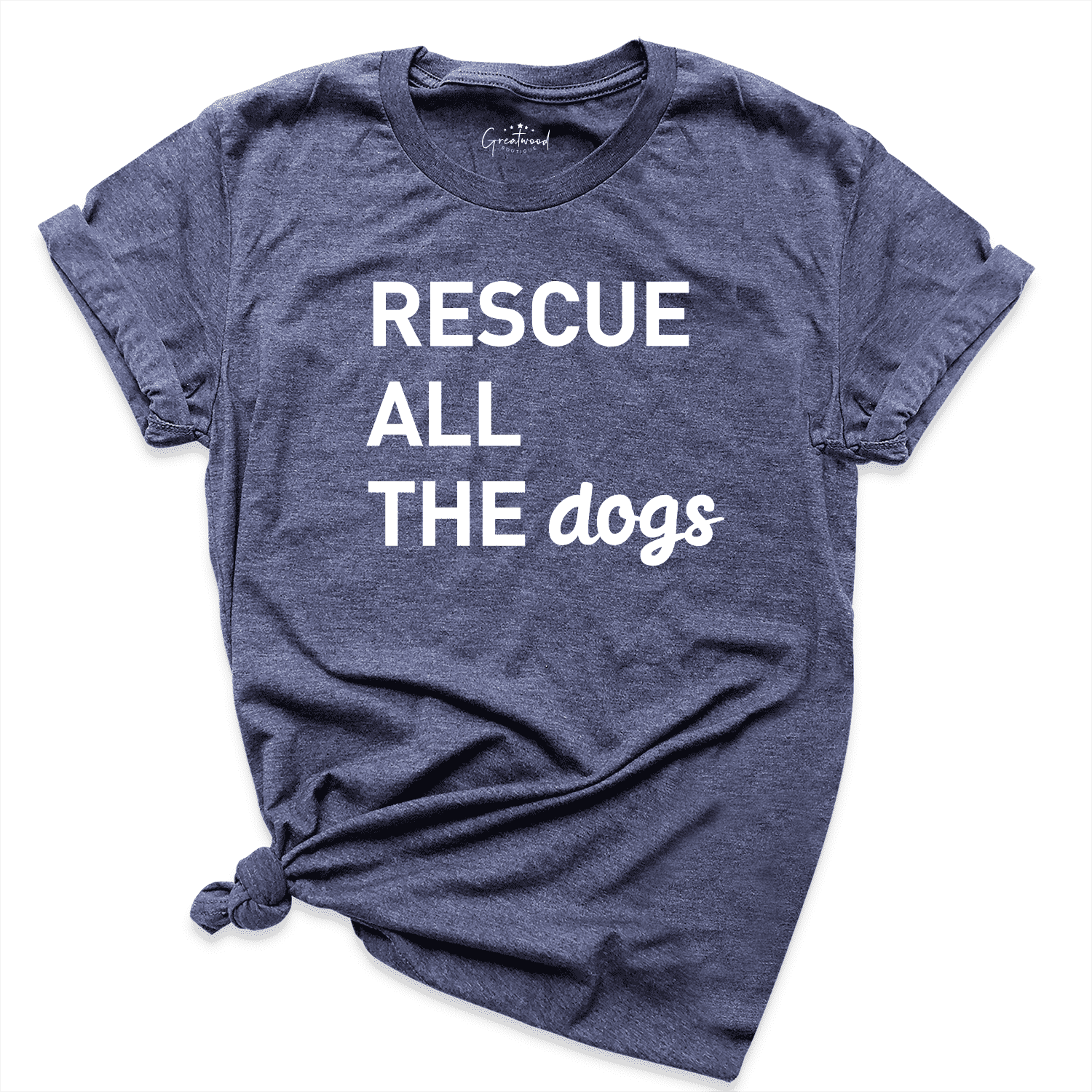 Rescue All The Dogs Shirt Navy- Greatwood Boutique