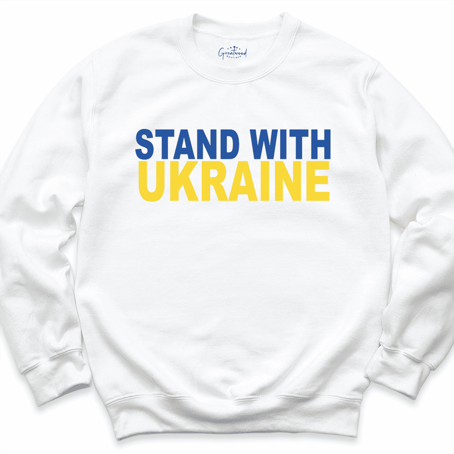 Stand With Ukraine Sweatshirt White - Greatwood Boutique