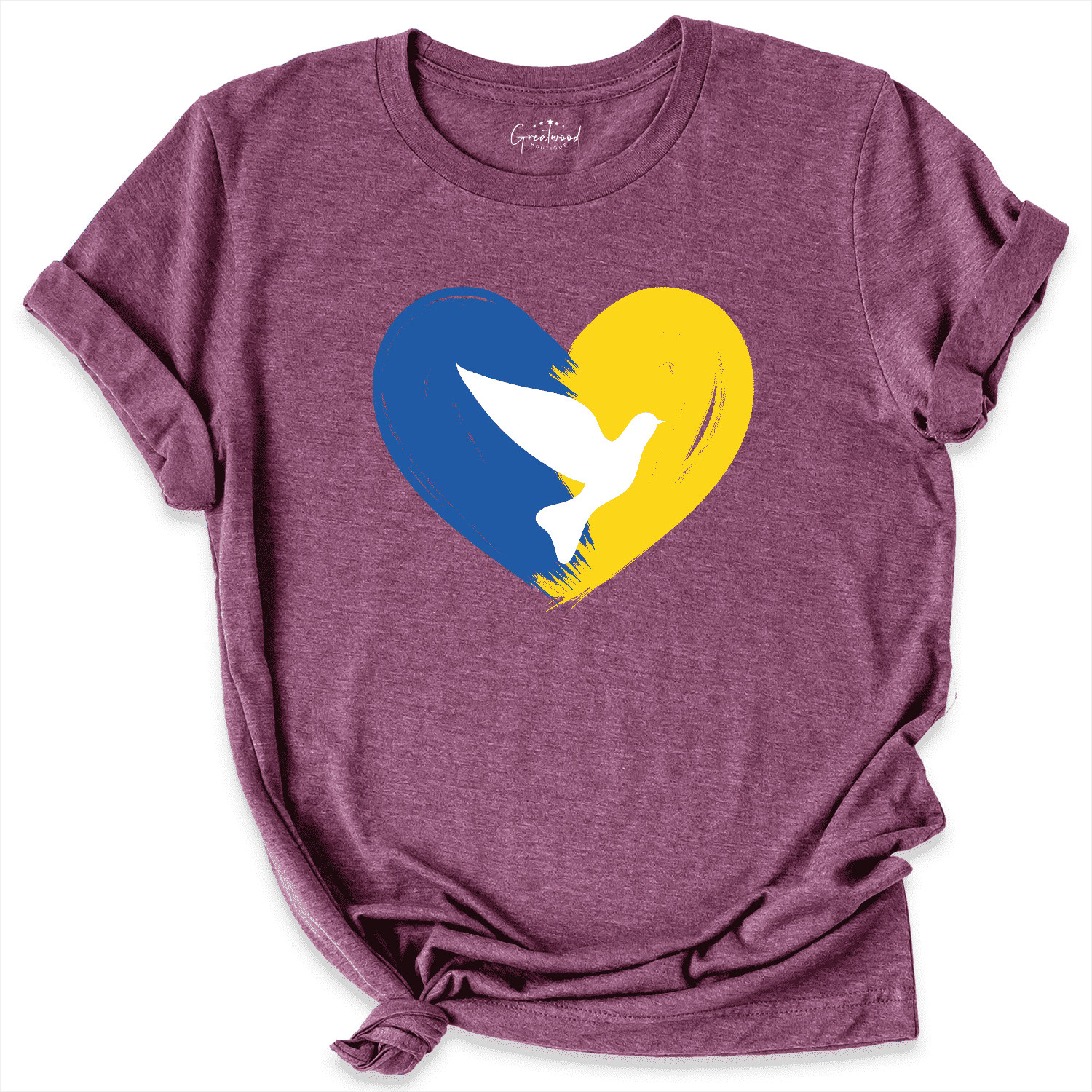 Ukraine Heart Shirt Maroon - Greatwood Boutique