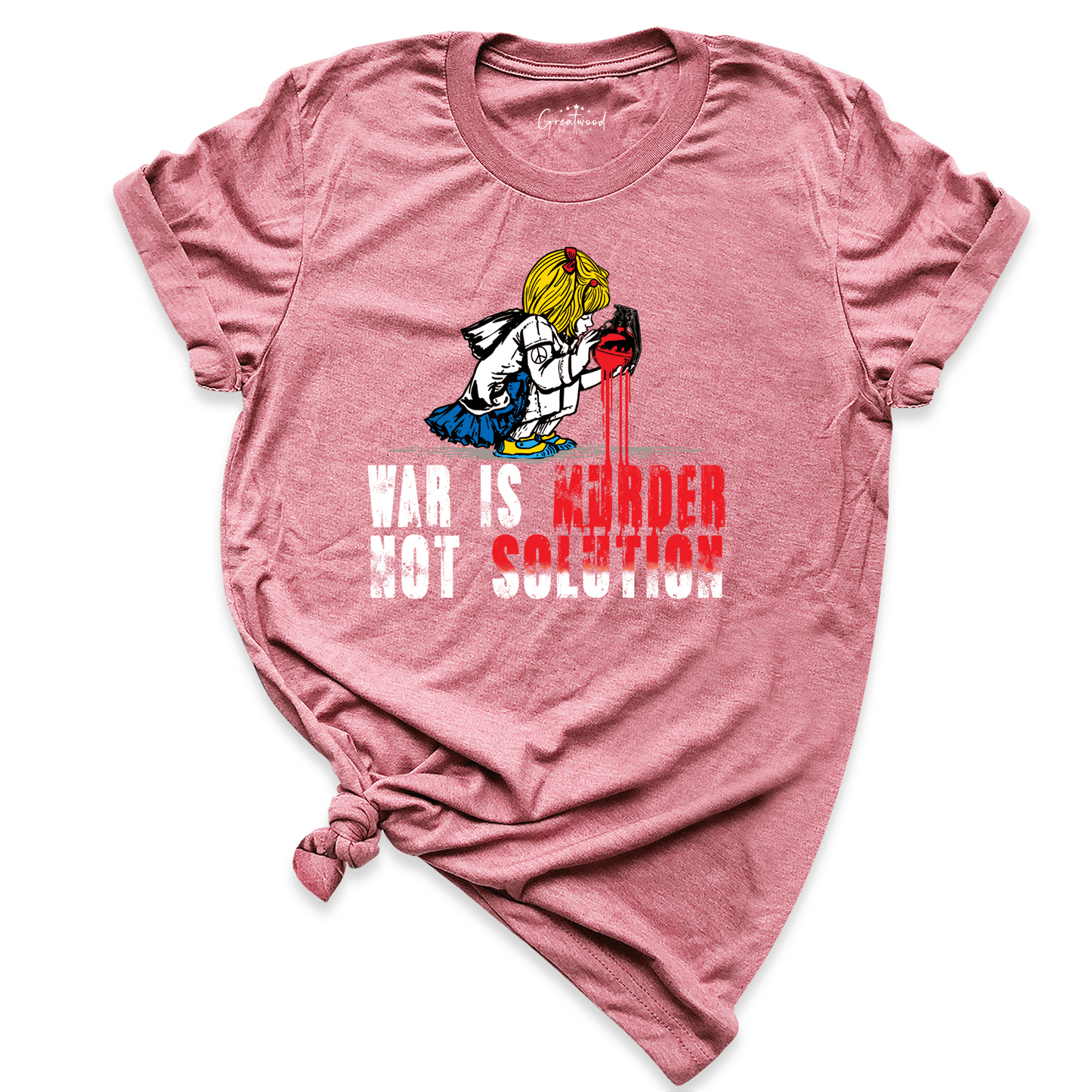 War Is Murder Not Solution Shirt Mauve - Greatwood Boutique