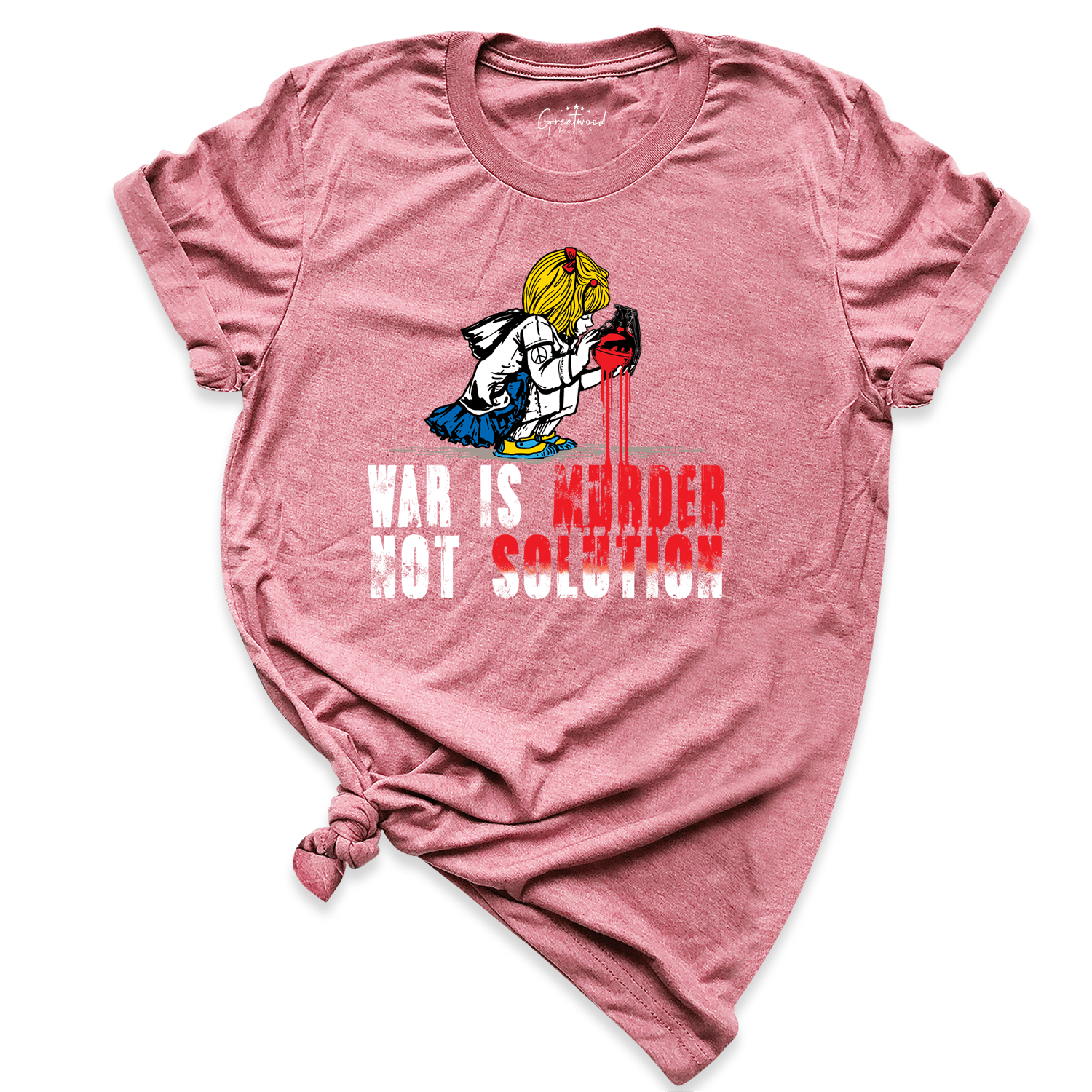 War Is Murder Not Solution Shirt Mauve - Greatwood Boutique