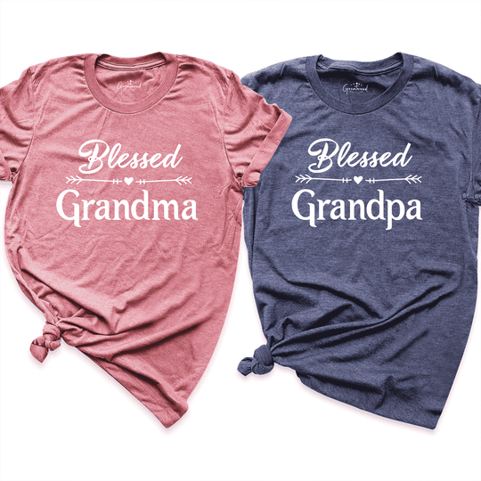 Blessed Grandma & Grandpa Shirt Mauve, Navy - Greatwood Boutique