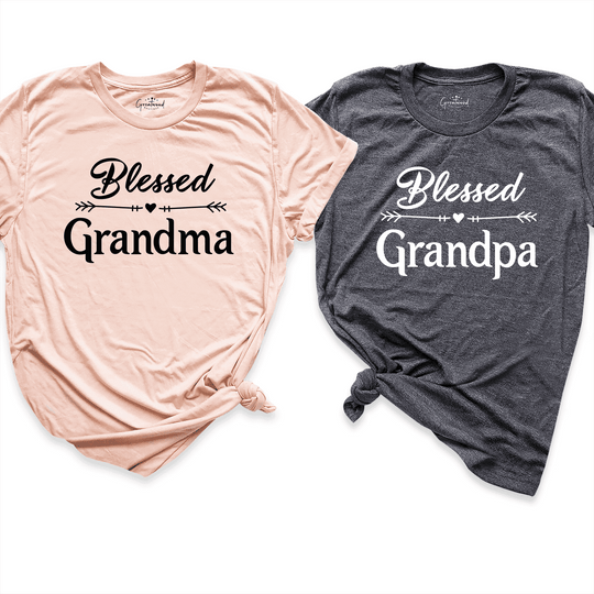 Blessed Grandma & Grandpa Shirt Peach, D.Grey - Greatwood Boutique