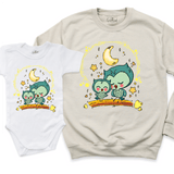 Cute Owl Mom And Baby Sweatshirt Sand - Greatwood Boutique