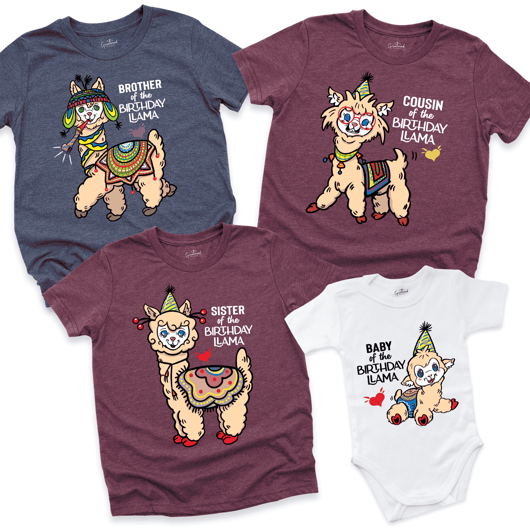 Llama Family Birthday Shirt Navy - Greatwood Boutique