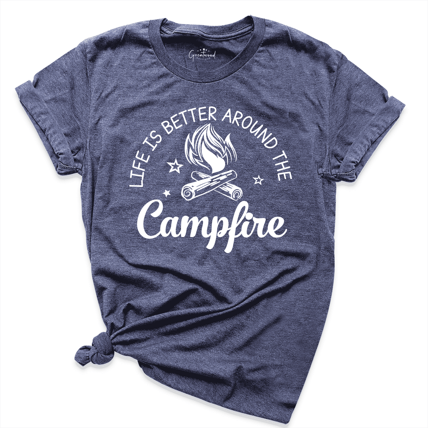 Life Is Better Around The Campfire Camping Shirt Navy - Greatwood Boutique