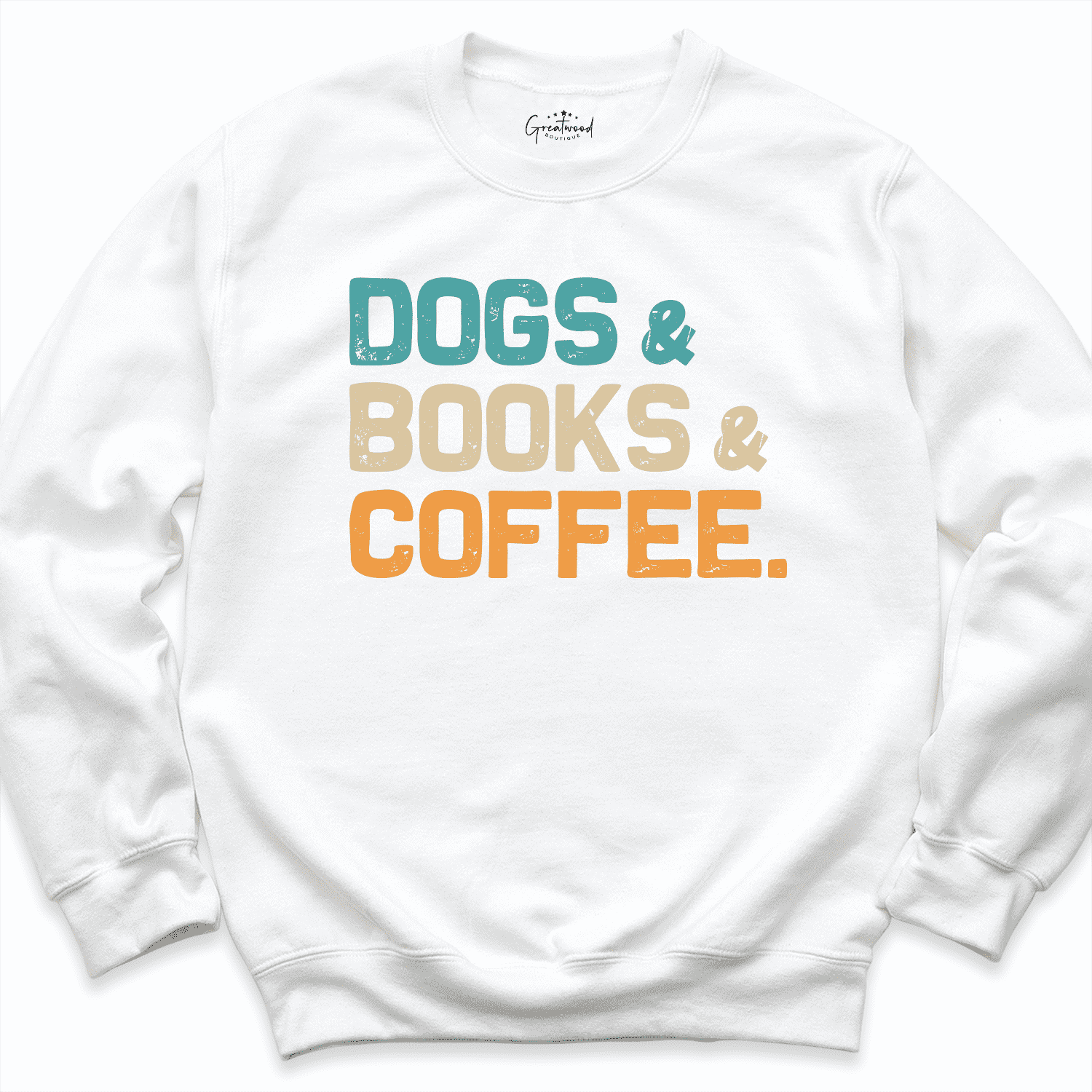 Dogs Books Coffee Sweatshirt White - Greatwood Boutique