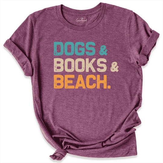 Dogs Books Beach Shirt Maroon - Greatwood Boutique