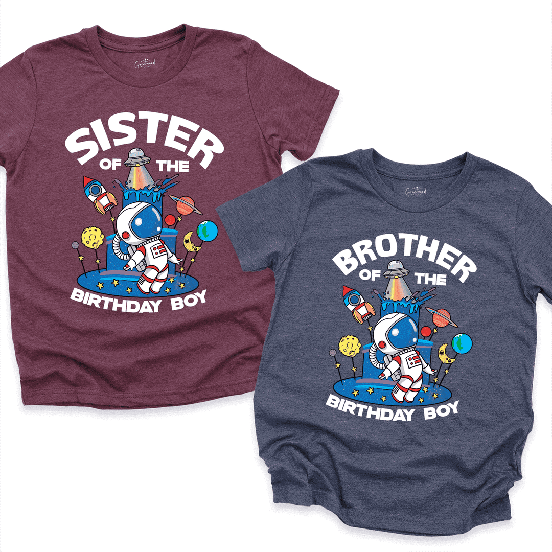 Family Astronaut Birthday Shirt Maroon - Greatwood Boutigue