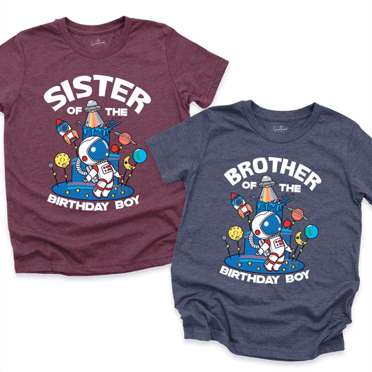 Family Astronaut Birthday Shirt Maroon - Greatwood Boutigue