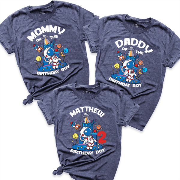Family Astronaut Birthday Shirt Navy - Greatwood Boutigue